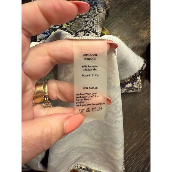 Universal Standard Cap Sleeve Snake Print w/ Yellow Neon Accent Kaftan Midi Dres - Picture 8 of 8